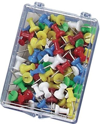 OIC Push Pins, Plastic, Assorted Colors, 20/Pack (OIC92600)