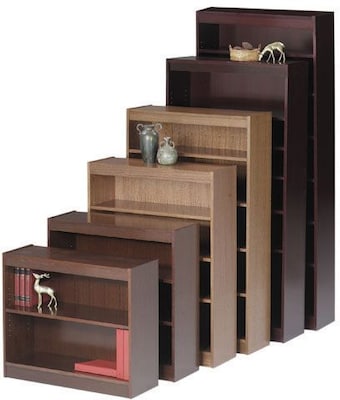 Lorell Veneer Panel Bookcase, Mahogany, 6-Shelf, 84H x 36W x 12D