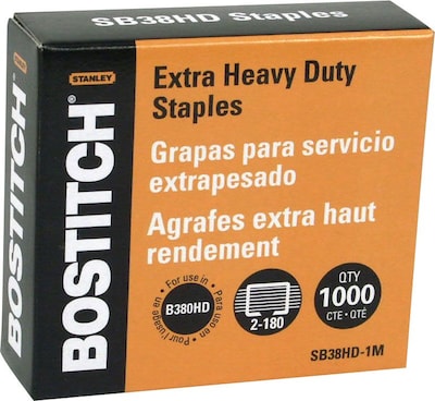 Bostitch 3/8 Length High Capacity Staples, Full Strip, 1000/Box (SB38HD-1M)