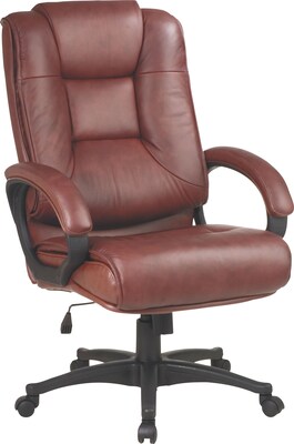 Office Star™ High-Back Leather Executive Chair; Brown