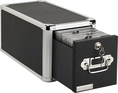 Vaultz 165 Disc Locking CD Cabinet, Black