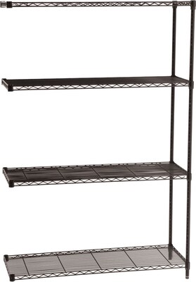 Safco Industrial Add-On Unit 4-Shelf Wire, 48.03, Black (5292BL)