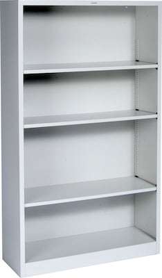 HON® Brigade Steel Bookcase, Light Gray, 4-Shelf, 59H