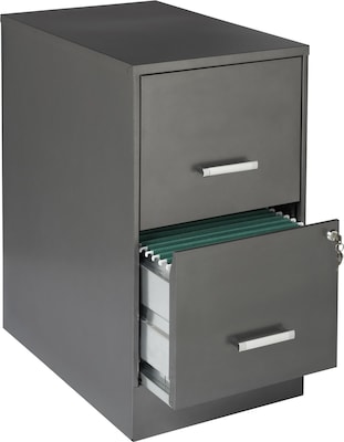 Space Solutions 2-Drawer File Cabinet, Letter-Width, Metallic Charcoal, 22 Deep (16871)