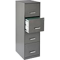 Office Designs 4 Drawer Vertical File Cabinet, Metallic Charcoal, Letter Size, 18D (16255)