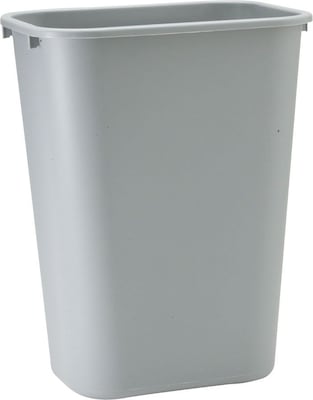 Rubbermaid® Commercial Deskside Plastic Wastebasket, 3.5 Gallon, Gray, 12 1/8 H x 8 1/4W x 11 3/8