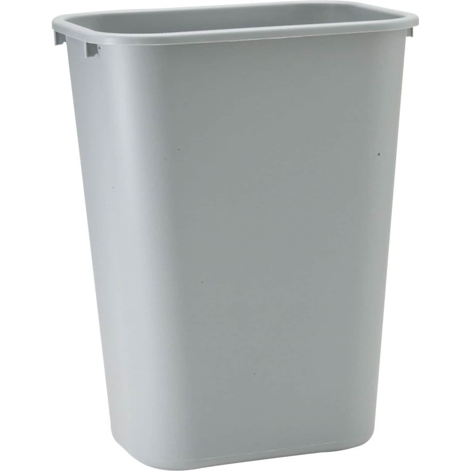 Rubbermaid® Commercial Deskside Plastic Wastebasket, 3.5 Gallon, Gray, 12 1/8 H x 8 1/4W x 11 3/8L