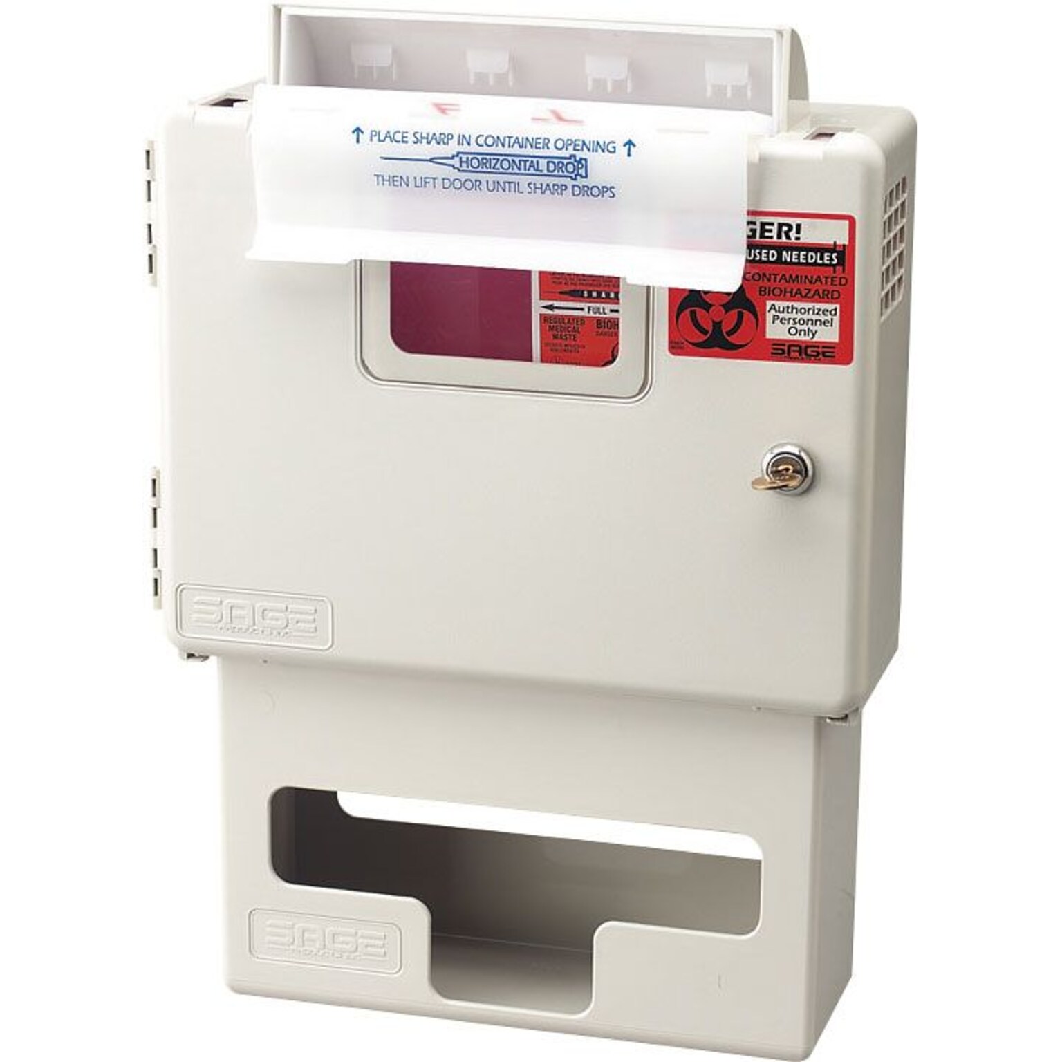 Unimed 5 Qt. Wall Mount Sharps Enclosure w/Glove Box