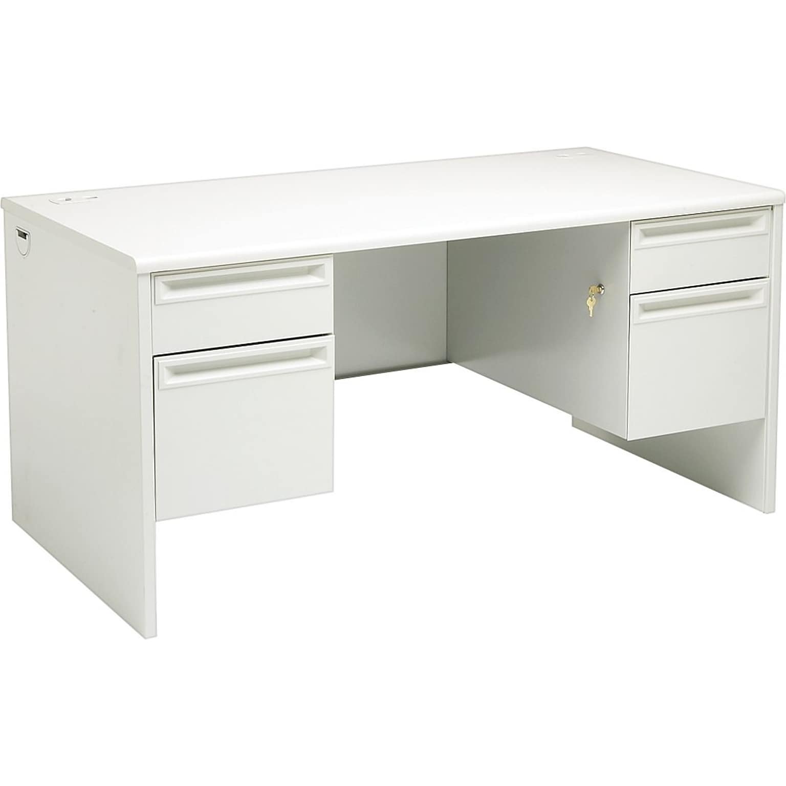 HON® Double Pedestal Desk, Grey/Grey, 60Lx30W