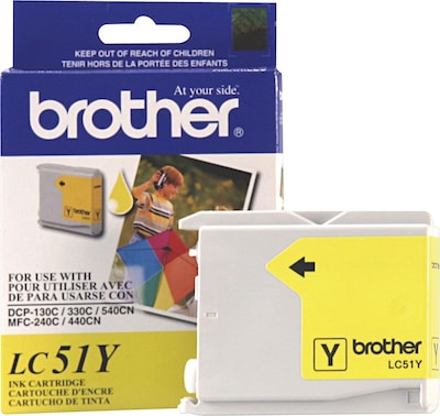 Brother LC51Y Yellow Standard Yield Ink Cartridge, Prints Up to 400 Pages