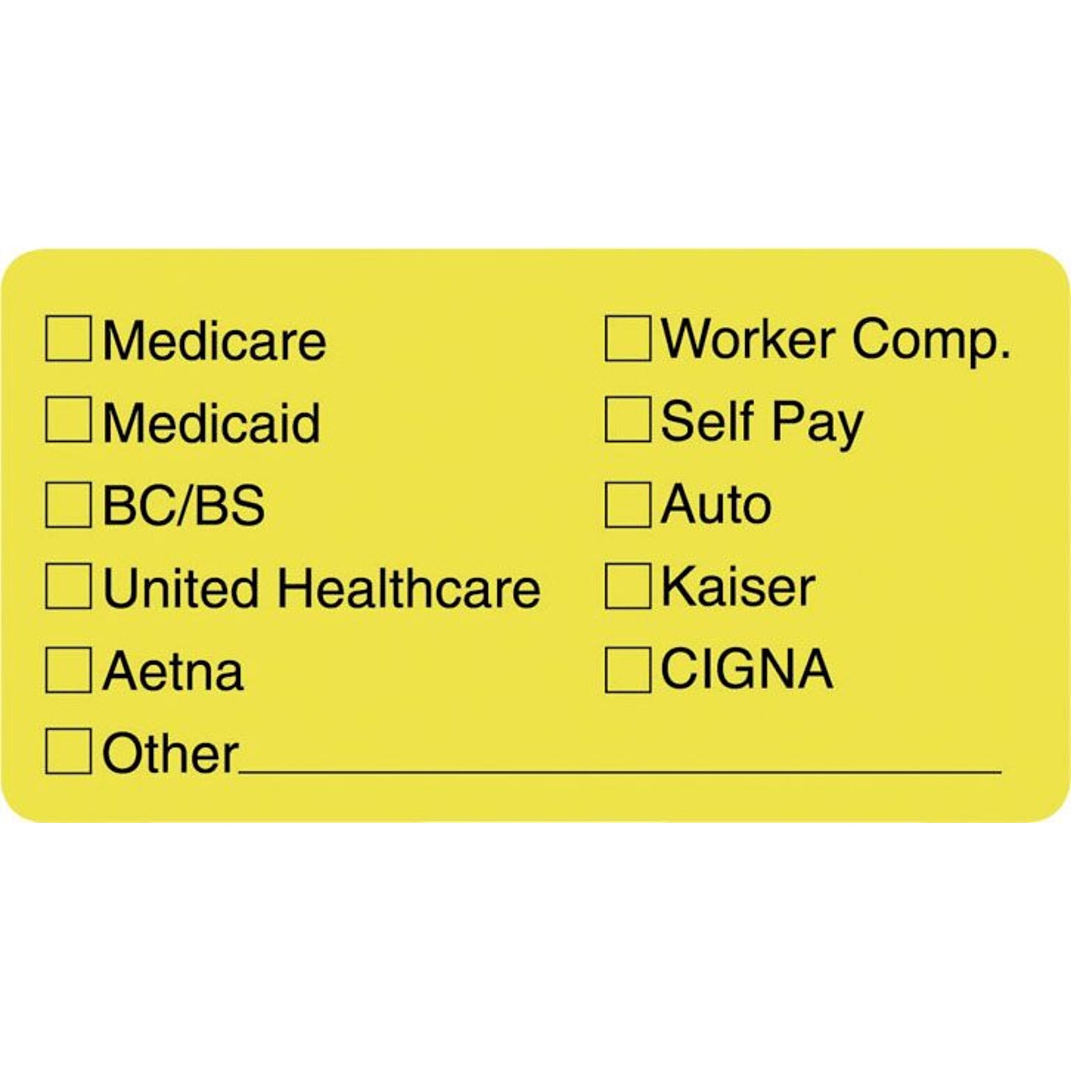 Tabbies® Insurance Labels, Insurance Coverage Provided, Yellow