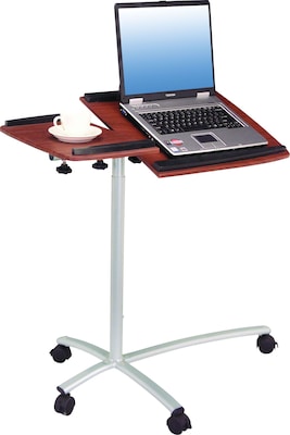 Techni Mobili Sit-to-Stand Rolling Adjustable Laptop Cart, Mahogany