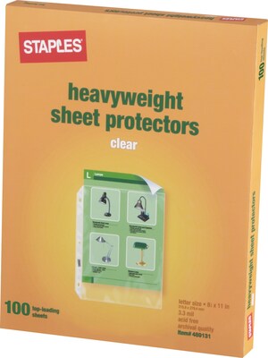 Staples Heavyweight Sheet Protectors, 8-1/2 x 11,  Clear, 100/Box (31866)
