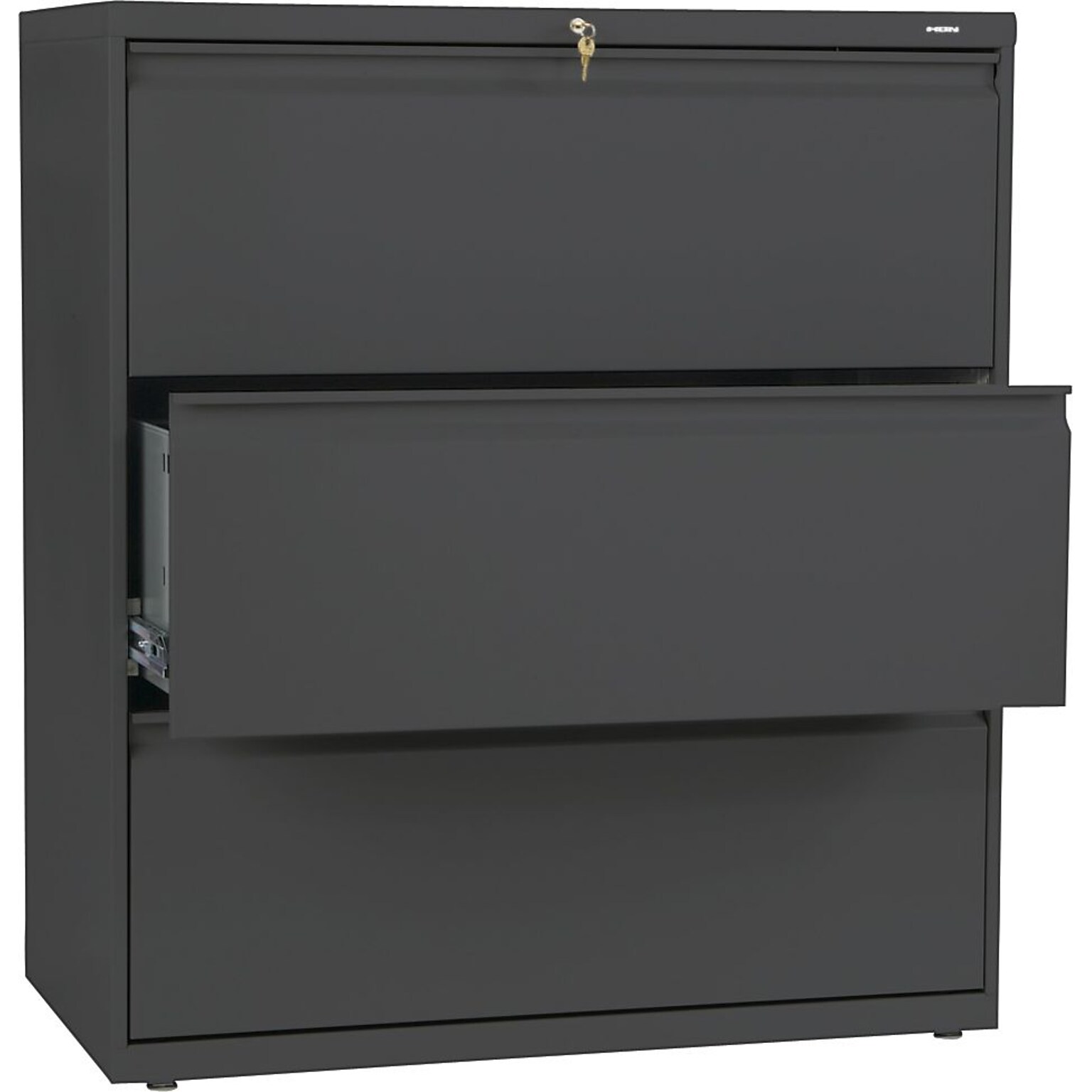 Hon® Brigade® 800 Series 3-Drawer Lateral File Cabinet, Charcoal, Letter/Legal (883LS)