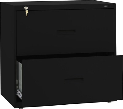 HON Lateral File, 2 Drawers, Molded Pull, 30W, Black Finish (BSX432LP)