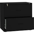 HON Lateral File, 2 Drawers, Molded Pull, 30W, Black Finish (BSX432LP)