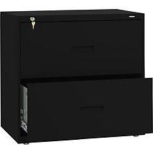 HON Lateral File, 2 Drawers, Molded Pull, 30W, Black Finish (BSX432LP)