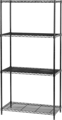 Safco 4-Shelves Metal Industrial Wire Shelving, 36W, Black (5285BL)