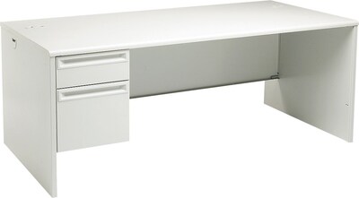 HON® 38000 Series Metal Office Suites; Single Pedestal Desk 72Wx36D; Left; Light Grey/Light Grey