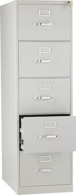 HON 310 Series 5-Drawer Vertical File Cabinet, Legal Size, Lockable, 60"H x 18.25"W x 26.5"D, Light Gray (H315CPQ)