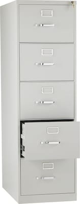 HON 310 Series 5-Drawer Vertical File Cabinet, Legal Size, Lockable, 60"H x 18.25"W x 26.5"D, Light Gray (H315CPQ)