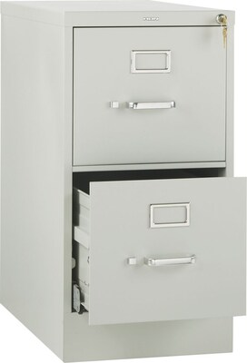 HON 510 Series 2-Drawer Vertical File Cabinet, Letter Size, Lockable, 29H x 15W x 25D, Light Gray