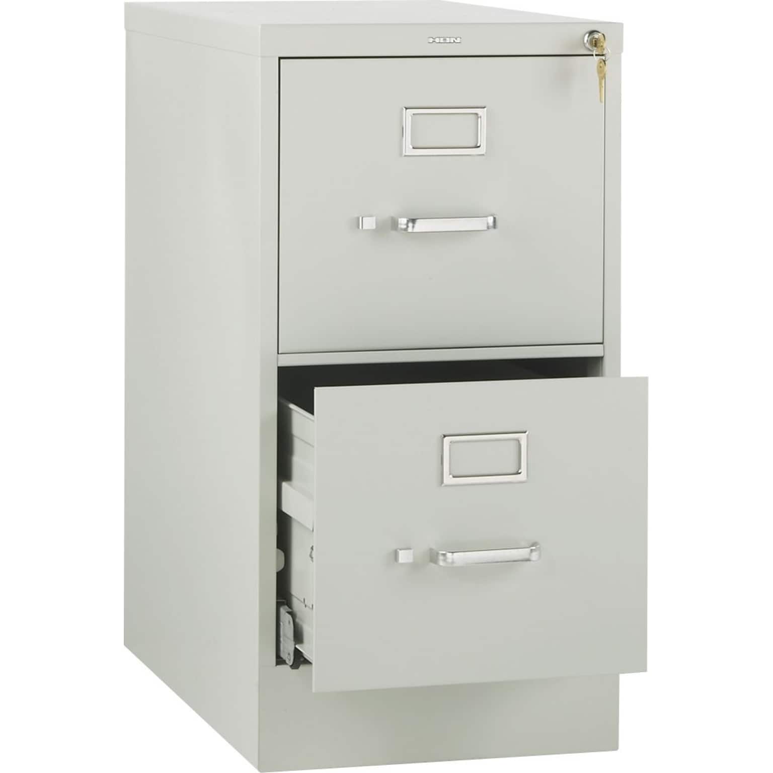 HON 510 Series 2-Drawer Vertical File Cabinet, Letter Size, Lockable, 29H x 15W x 25D, Light Gray (H512PQ)