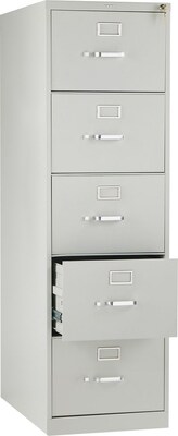 HON® 210 Series Vertical Files, 28-1/2D Full-Suspension, High-Sided Drawers w/Lock, Legal, Lt. Grey
