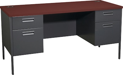 HON Metro Classic Double Credenza, 60W, Mahogany/Charcoal, 29 1/2H x 60W x 24D