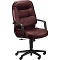 HON Pillow-Soft 2090 Executive/Office Chair, Leather, Burgundy, Seat: 22W x 18 1/2D, Back: 22W x