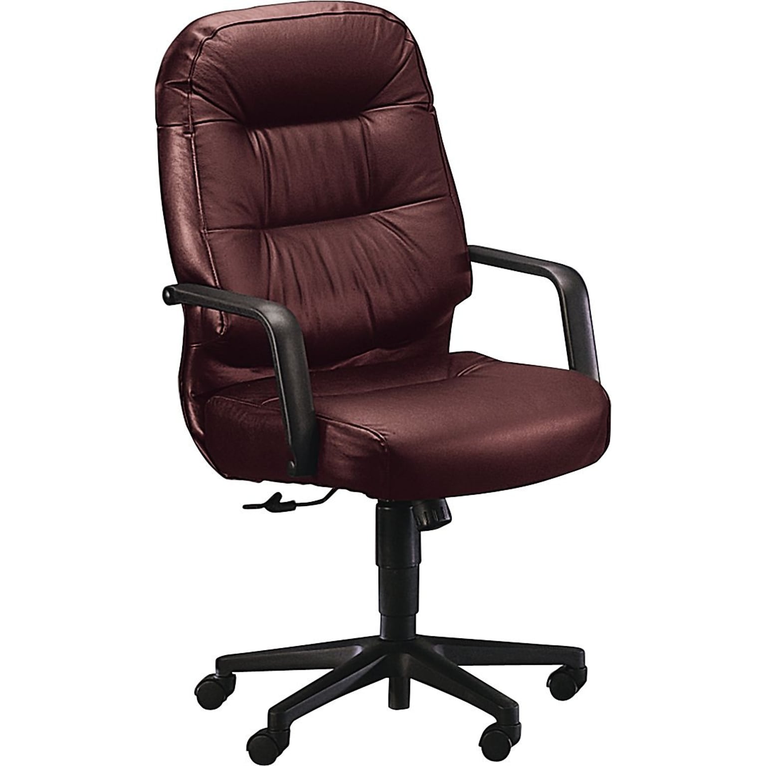 HON Pillow-Soft 2090 Executive/Office Chair, Leather, Burgundy, Seat: 22W x 18 1/2D, Back: 22W x 25H