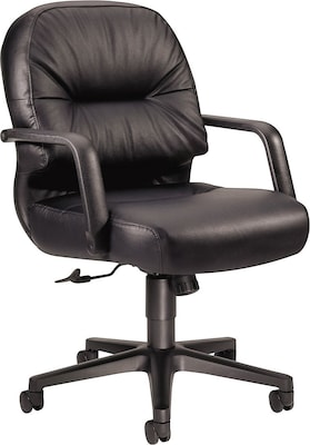 HON 2090 Series Leather Executive Mid-Back Chair, Black (H2092SR11T)