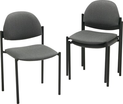 Global Comet Fabric Stacking Chairs without Arms, Gray, 3/Ct (2172BKS111)