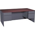 Global® Adaptabilities™ Office Collection in Cherry/Storm Grey Finish; Double Pedestal Desk, 72W