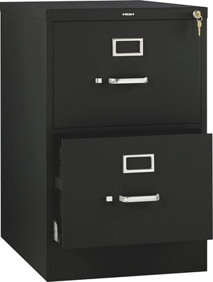 HON 510 Series 2 Drawer Vertical File Cabinet, Legal, Black, 25"D (H512CPP)