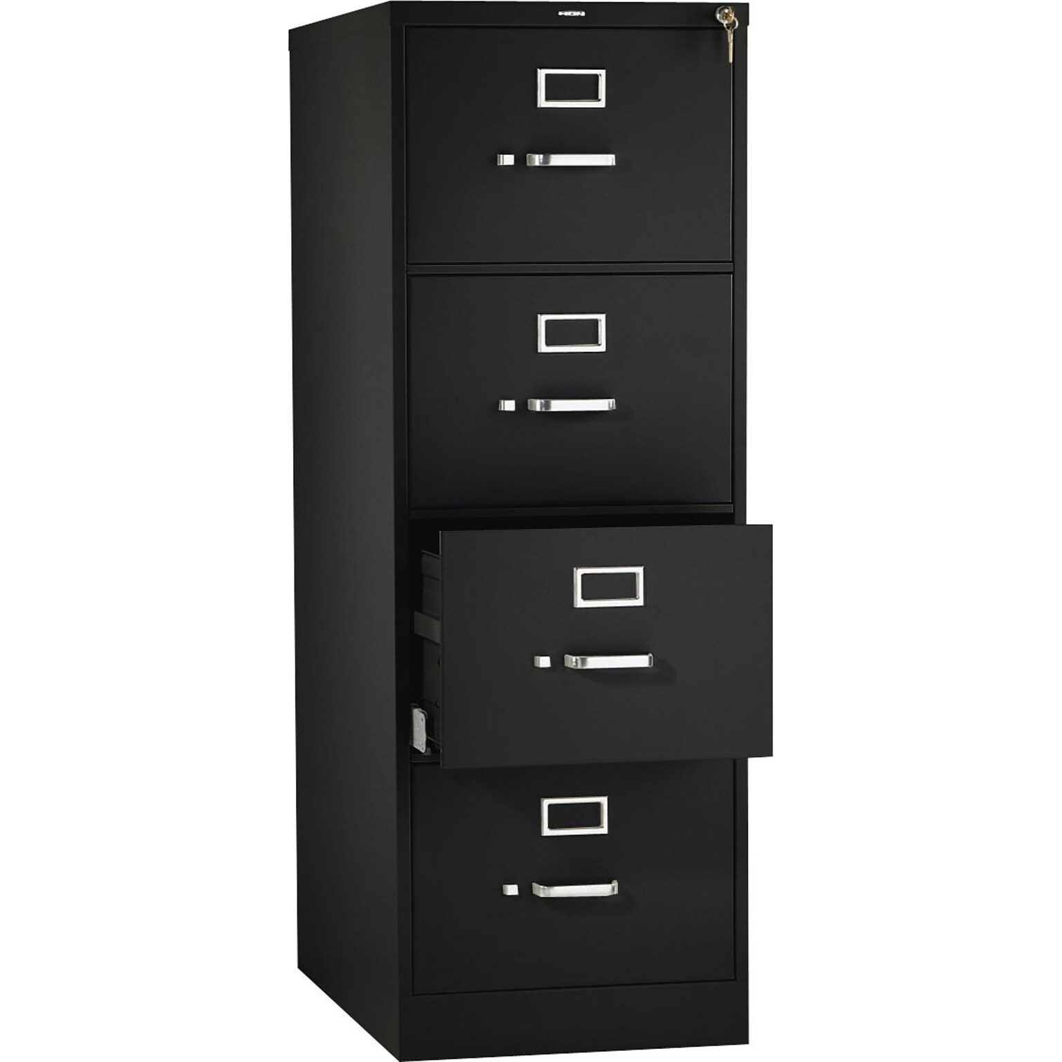 HON 510 Series 4-Drawer Vertical File Cabinet, Locking, Legal, Black, 25 (H514CPP)