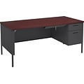 HON® Metro Classic Right Pedestal Desk, 1 Box/1 File Drawers, 66W, Mahogany Laminate, Charcoal Fini