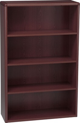 HON 10700 Series Bookcase, Mahogany, 4-Shelf, 57 1/8H