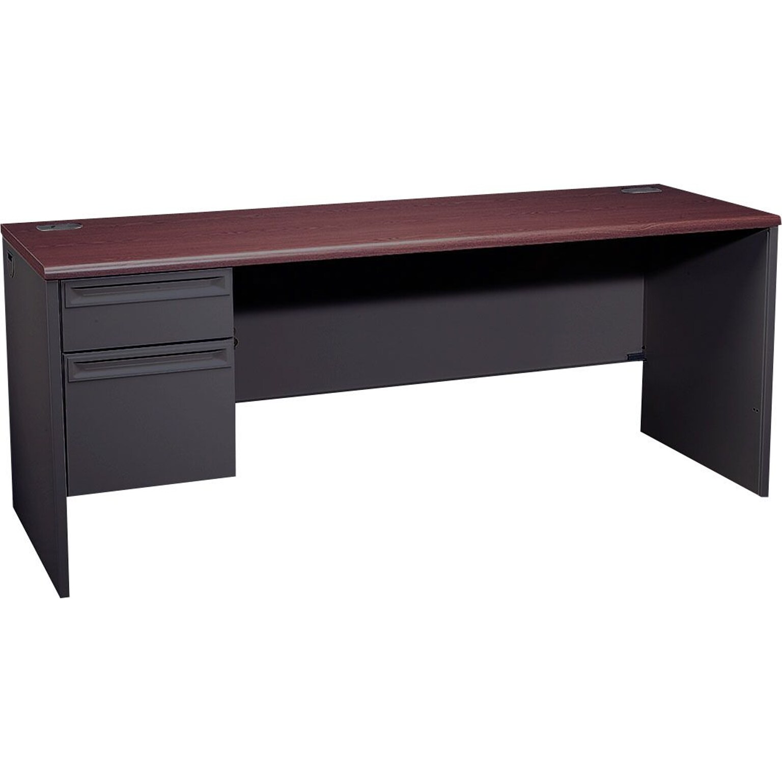HON® 38000 Series Left Pedestal Credenza, Mahogany/Charcoal, 29 1/2H x 72W x 24D