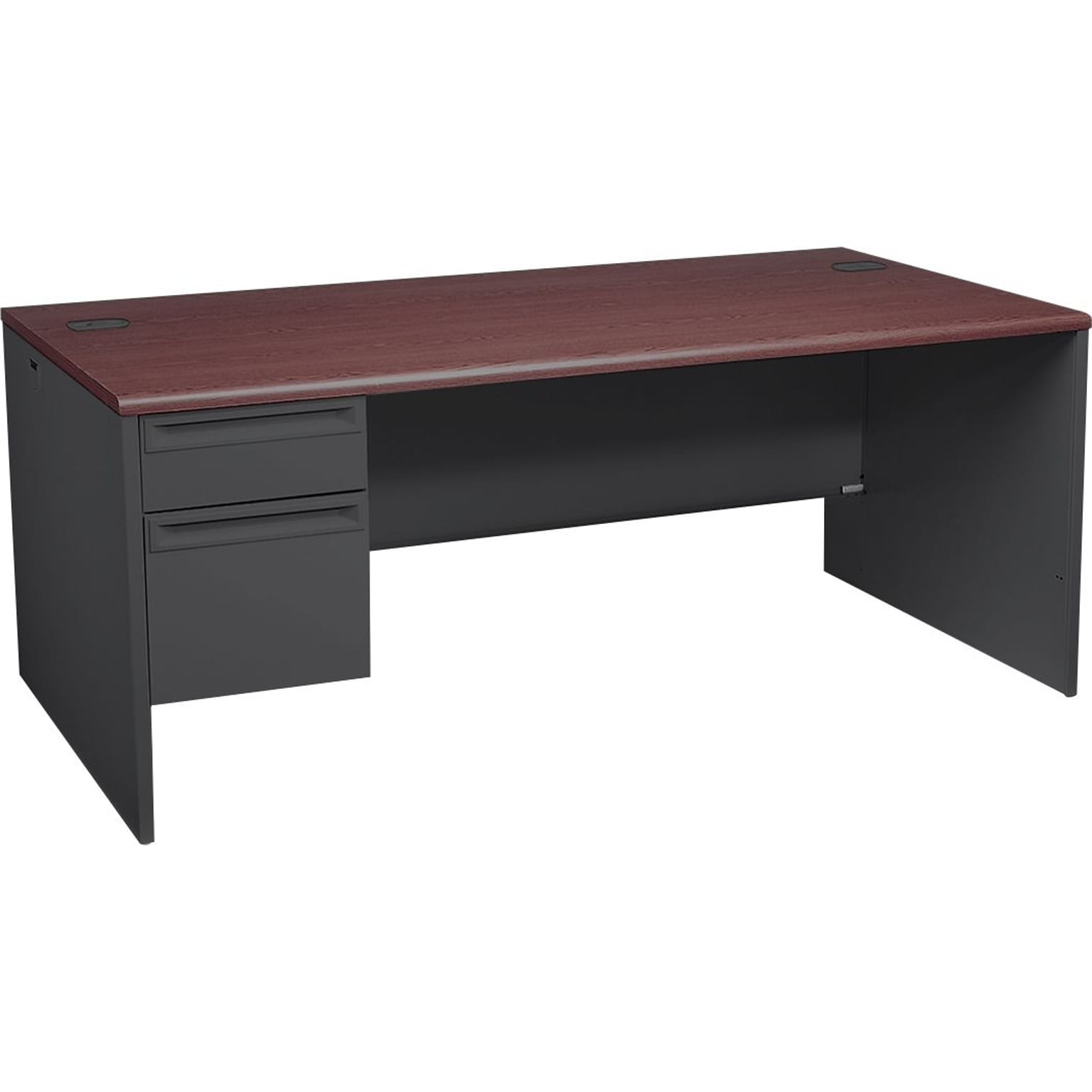 HON® 38000 Series Left Pedestal Desk 72W, Mahogany/Charcoal, 29 1/2H x 72W x 36D