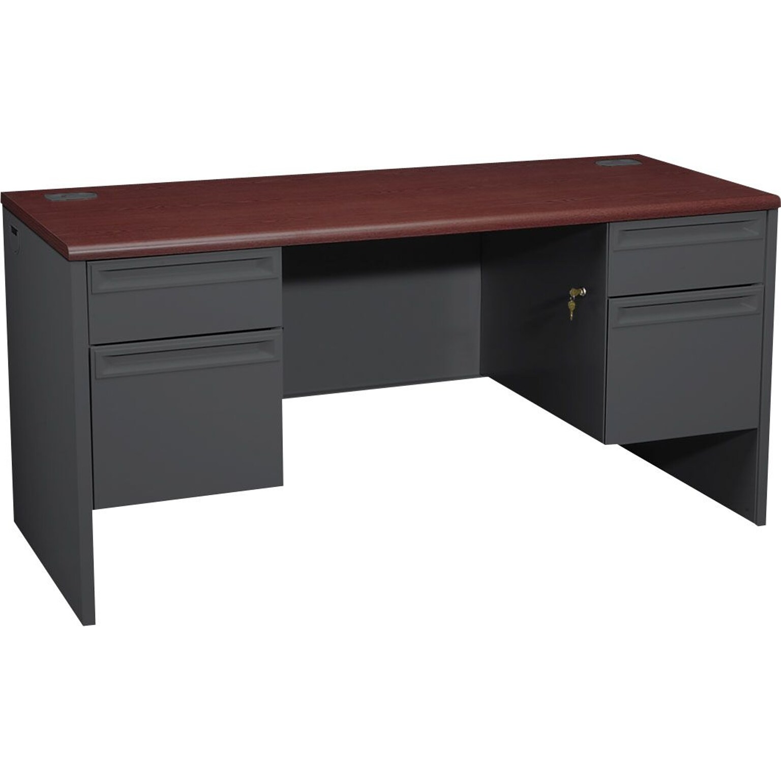 HON® 38000 Series Kneespace Credenza with Locks, Mahogany/Charcoal, 29 1/2H x 60W x 24D