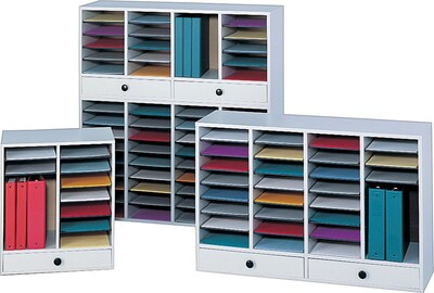 Safco® Adjustable Compartment Literature Organizers in Grey Finish, 36 Shelves