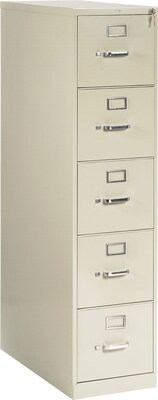 HON® 210 Series 5 Drawer Vertical File Cabinet, Putty, Letter, 28D (HON215PL)