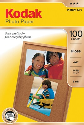 Kodak Glossy Photo Paper, 4 x 6, 100/Pack (1743327)