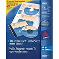 Avery CD & Insert Sheet Combo Inkjet Media Label, White, 1 Labels/Sheet, 20 Sheets/Pack (8696)