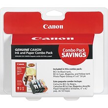 Canon 3e/6 Black/Cyan/Magenta/Yellow Standard Yield Ink Cartridge, 4/Pack (4479A292)