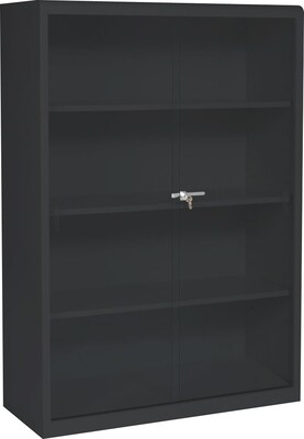 Tennsco® Executive Steel Bookcases with Glass Doors, Black