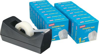 Staples® Value Pack Tape and Dispenser; 16 Rolls/Box, 3/4