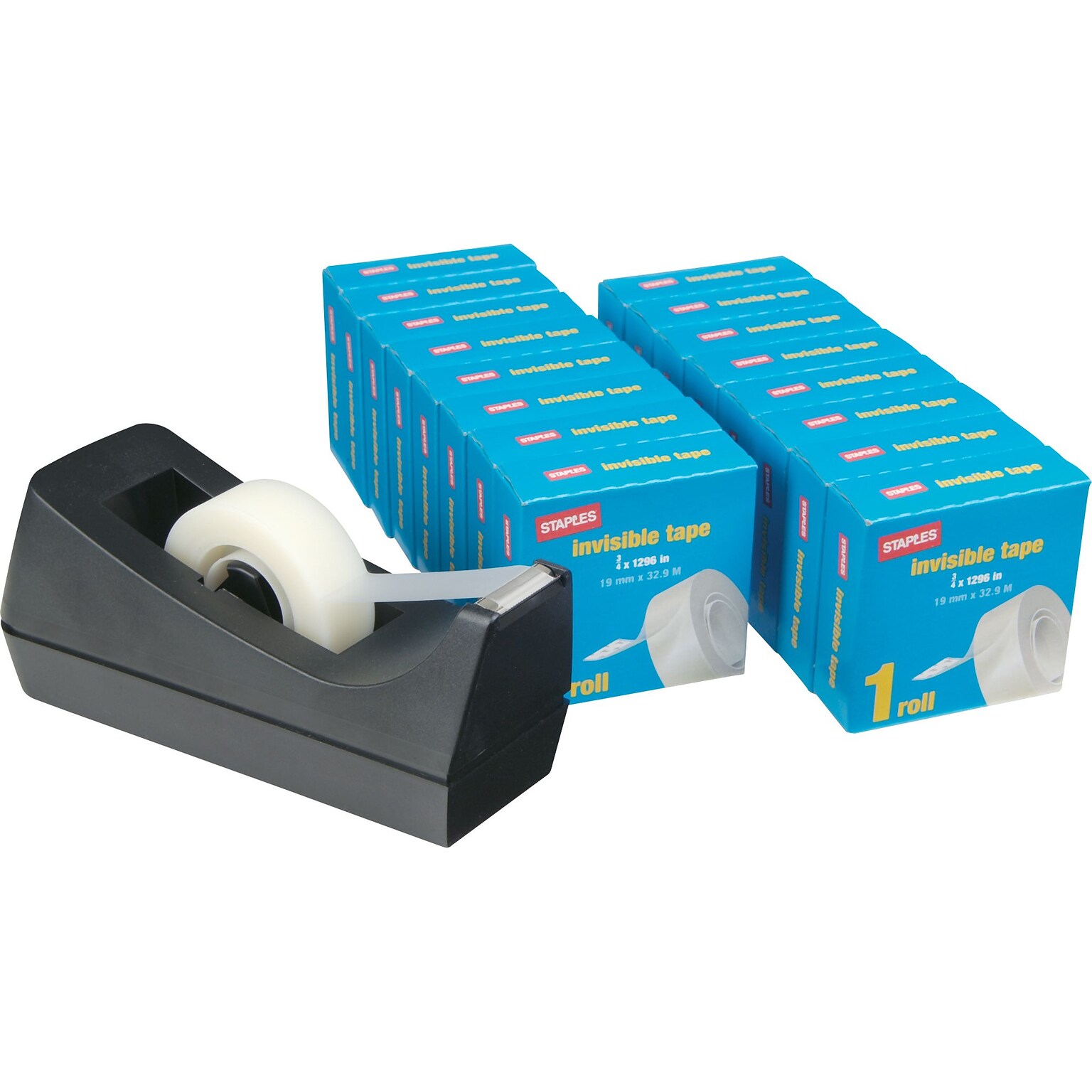 Staples® Value Pack Tape and Dispenser; 16 Rolls/Box, 3/4