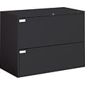 Global 9300P Series Business-Plus Lateral File Cabinet, Letter/Legal, 2-Drawer, Black, 18D, 42W